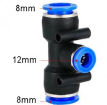 PEG 8-12 Pneumatic Fittings Fitting Plastic T Type 3-way For 8mm 12mm Tee Tube Quick Connector Slip Lock