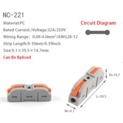 NC-221 Mini Quick Wire Conductor Connector Universal Compact Splicing Push-inTerminal Block 1 in multiple out with fixing Hole