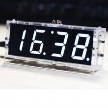 White 51 single-chip digital clock display kit light control, 1 inch LED digital tube electronic clock, DIY parts with shell