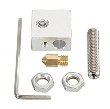 3D printer accessories aluminum heating block/1.75mm supplies threaded pipe/0.4mm nozzle/1.5mm Wrench Set