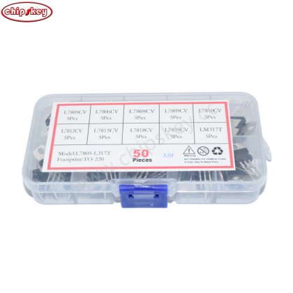 10kinds 5pcs each others . 5xLM317 ,5xL7805,5 x L7806,5x L7808,5xL7809,5xL7810,5x L7812, 5xL7815, 5xL7818, 5xL7824