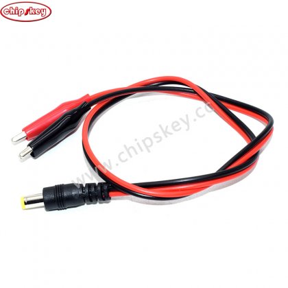 5.5 x 2.1mm DC Power Plug Alligator Clip Test Lead Cable - Red + Black