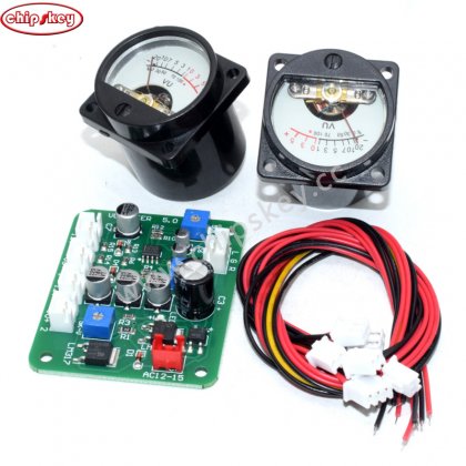 2pcs 10-12V VU Panel Meter 500UA Warm Back Light Recording + Driver Module + Cable Electrical Instruments Machine