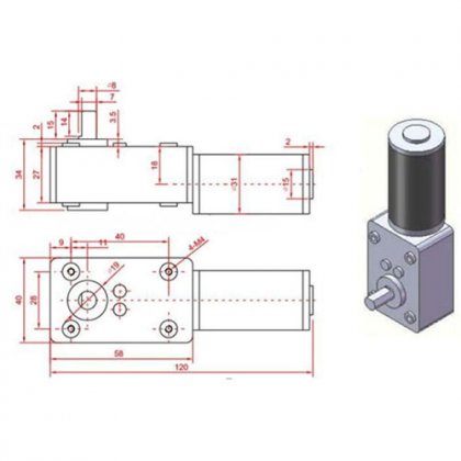 4058GW Track Drive Motor 12V 15RPM 36KG*CM