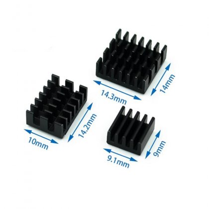 Black Aluminum Heatsink 3pcs/set for Raspberry PI 4B