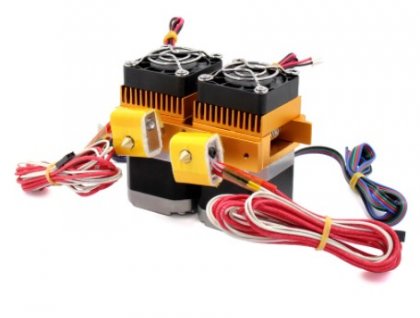 MK8 Dual Head Extruder 12V40W 3D Printers Parts Nozzle 0.3mm 0.4mm Double Hotend Extrusion 1.75mm Filament with Motor Fan