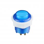 28mm arcade Transparent push Button with 5V Super bright LED - BLUE