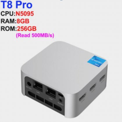 N5095 8GB 256GB / T8 Pro Mini PC Intel Celeron N5095 8GB DDR4 256 NVMe SSD Windows 11 Ultra Small Pocket Computer Dual LAN Three HDMI