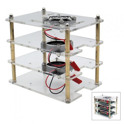 Raspberry Pi 4/3B+/3B/2B Stackable Shell Compatible Fan Multilayer Custom V36 (5 layers)