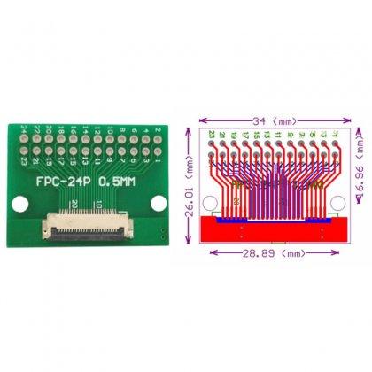 FFC / FPC soldered 0.5mm/1mm pitch connector adapter board 24P