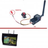 7-inch dual receiver display screen set [with DVR] [built-in display screen]/aircraft model 5.8g 2000MW high-power image transmission 1200 line camera set