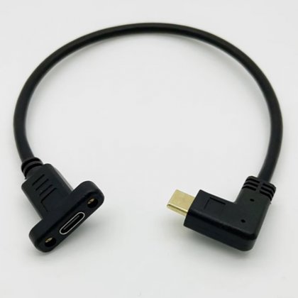 10Gbps 90 degree angled USB 3.1 Type C male to female with Panel Mount Screw Hole Cable USB C to usb c extension 30CM