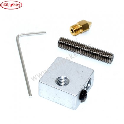 3D printer accessories aluminum heating block/1.75mm supplies threaded pipe/0.4mm nozzle/1.5mm Wrench Set