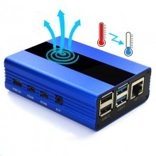 Raspberry Pi 4 aluminum alloy case with a cooling fan blue