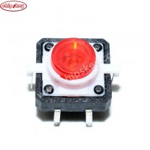 Red LED 12V 12x12dip Illuminated Tactile switch with transparent button