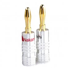 BANANA PLUGS 24K Gold-plated 4MM Banana Connector with Screw Lock For Audio Jack Speaker Plugs Black&Red