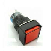 Red LA16F LAS1 - AF - 11-11 dsquare with lamp buttonswitch 16 mm RED 24VOLT DC