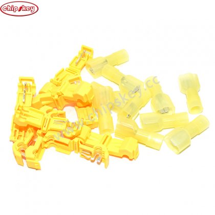 Yellow T3 2-4mm2 Cable / T-Tap Wire Connector Self-Stripping Quick Splice Electrical Wire Terminals Insulated Quick Disconnect Spade Terminal For Soft Wire