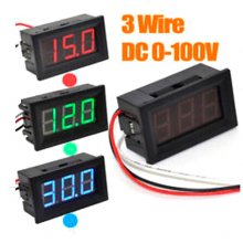 Green 0.56'' 3 Wire DC0-100V LED Digital Display Voltage Panel Meter Voltmeter