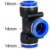 PE-14 Pneumatic Fittings Fitting Plastic T Type 3-way For 14mm Tee Tube Quick Connector Slip Lock