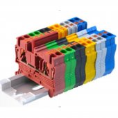 Yellow Din Rail Terminal Block PT-2.5 Push In Terminal Connector Spring Screwless Electrical Wire Conductor Terminal Block PT2.5