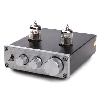 GE5654 Tube / TUBE-03 Mini Tube Preamp Tube Amplifier HIFI Preamplifier Treble Bass Adjustment With DC12V Power Plug / Silver