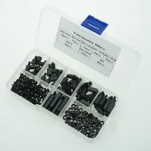 180pcs M3 Hex Male Female Nylon Spacer Standoff Screw Black Spacing Plastic Screw Nut Assortment Kit