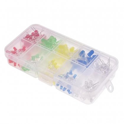 3mm and 5mm red, white, green, blue, yellow 10 pcs of each (100 pcs total / Box Type
