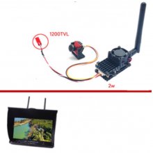 7-inch dual receiver display screen set [with DVR] [built-in display screen]/aircraft model 5.8g 2000MW high-power image transmission 1200 line camera set