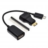 Raspberry pi zero 3 in 1 Micro USB Cable+ Pin Header+ HDMI Adapter