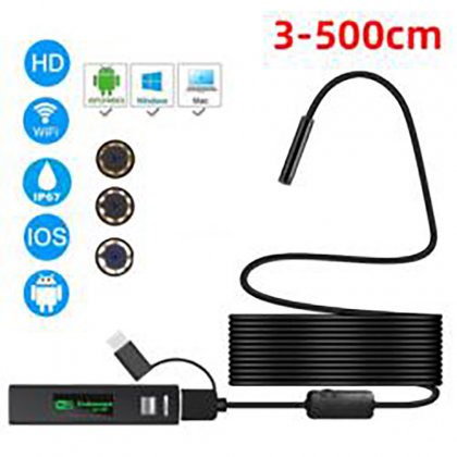 Wifi endoscope camera 2M hard wire 720P 8mm8LED