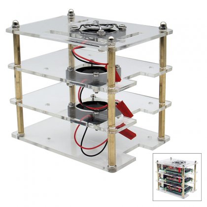 Raspberry Pi 4/3B+/3B/2B Stackable Shell Compatible Fan Multilayer Custom V36 (3 layers)