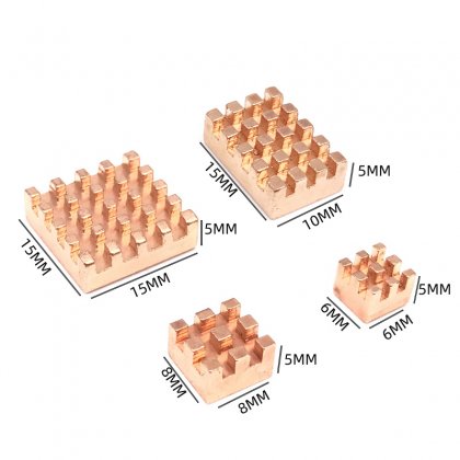 Raspberry PI 4 Copper Heatsink 4pcs/set Without Adhesive tape