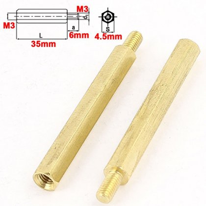 35MM+6 M3 Brass Threaded Stand-Off Hex Screw Pillars