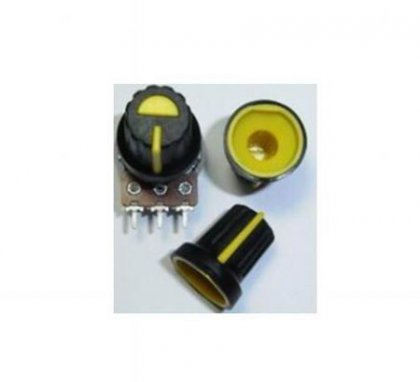 BLACK PLASTIC KNOB WITH YELLOW POINTER