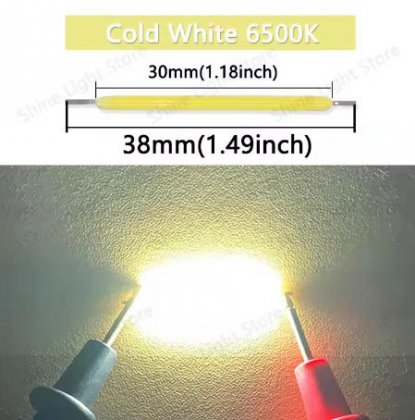 Cold White 6500K LED Filament 3V 38mm LED COB
