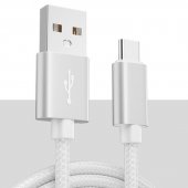 USB-C type-C Nylon Sleeve cable white 1M