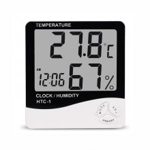 HTC-1 Digital LCD Electronic Alarm Clock Thermometer Hygrometer Weather Station Indoor Room Table