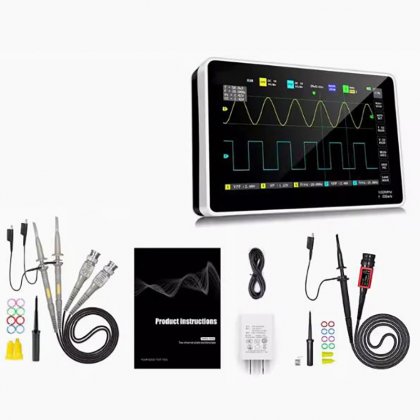 1013D Plus Oscilloscope - Portable Handheld Tablet Oscilloscope with 100X High Voltage Probe, 2 Channels 100Mhz Bandwidth 1GSa/s Sampling Rate 7" TFT LCD Touch Screen