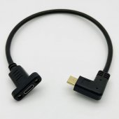 10Gbps 90 degree angled USB 3.1 Type C male to female with Panel Mount Screw Hole Cable USB C to usb c extension 30CM