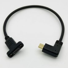 10Gbps 90 degree angled USB 3.1 Type C male to female with Panel Mount Screw Hole Cable USB C to usb c extension 30CM