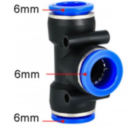 PE-6 Pneumatic Fittings Fitting Plastic T Type 3-way For 6mm Tee Tube Quick Connector Slip Lock