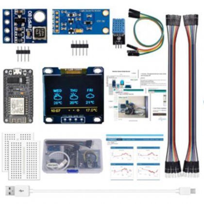 ESP8266 Weather Station Kit with DHT11 Temperature Humidity BMP180 0.96" OLED IIC YellowBlue Display for Arduino IDE IoT Starter