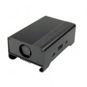 Black Aluminum Case with Stripe for Raspberry Pi with Fan