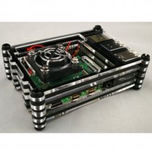 9pcs Platform Combine With Fan For RPI4 (black/blue/green/orange/red/tea black/blue black/red black/tea white/transparent black)