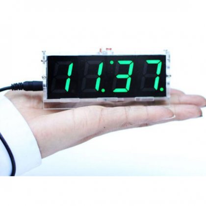 Green 51 single-chip digital clock display kit light control, 1 inch LED digital tube electronic clock, DIY parts with shell