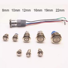 8mm Waterproof Latching Maintained High Round Stainless Steel Metal Push Button Switch Light Shine Car Horn Fix 12V
