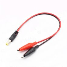 5.5x2.1mm DC Power Plug Male Alligator Clip Test Lead Cable - Red + Black