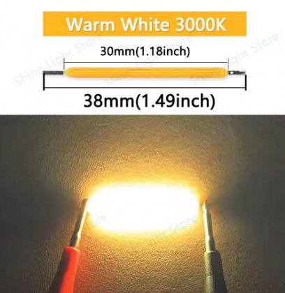 Warm White 3000K LED Filament 3V 38mm LED COB