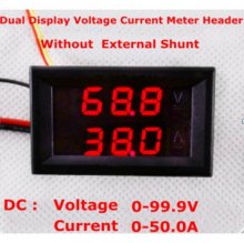 DC0-100V/50A Red+Red dual LED Display 0.28 Car voltage current meter Digital Ammeter Voltmeter 5 wire No shunt